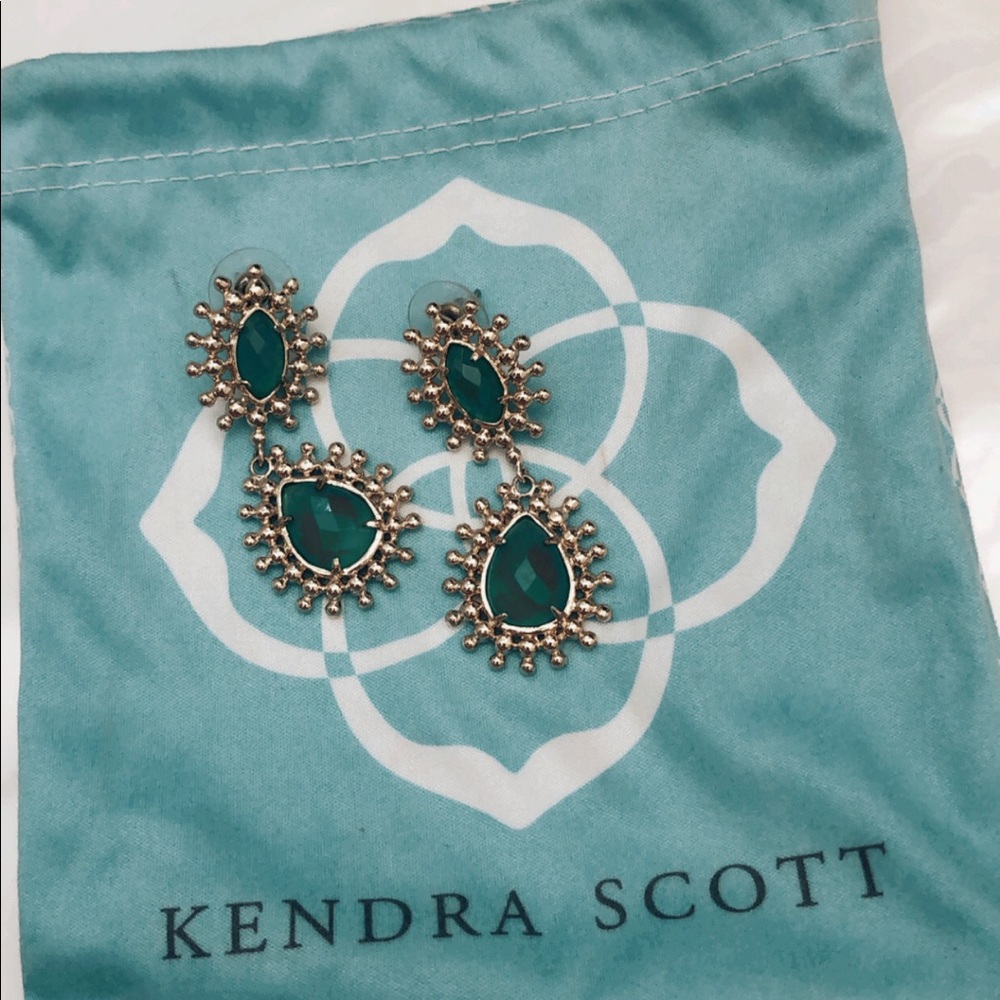 Kendra Scott Earrings (Green and Gold)